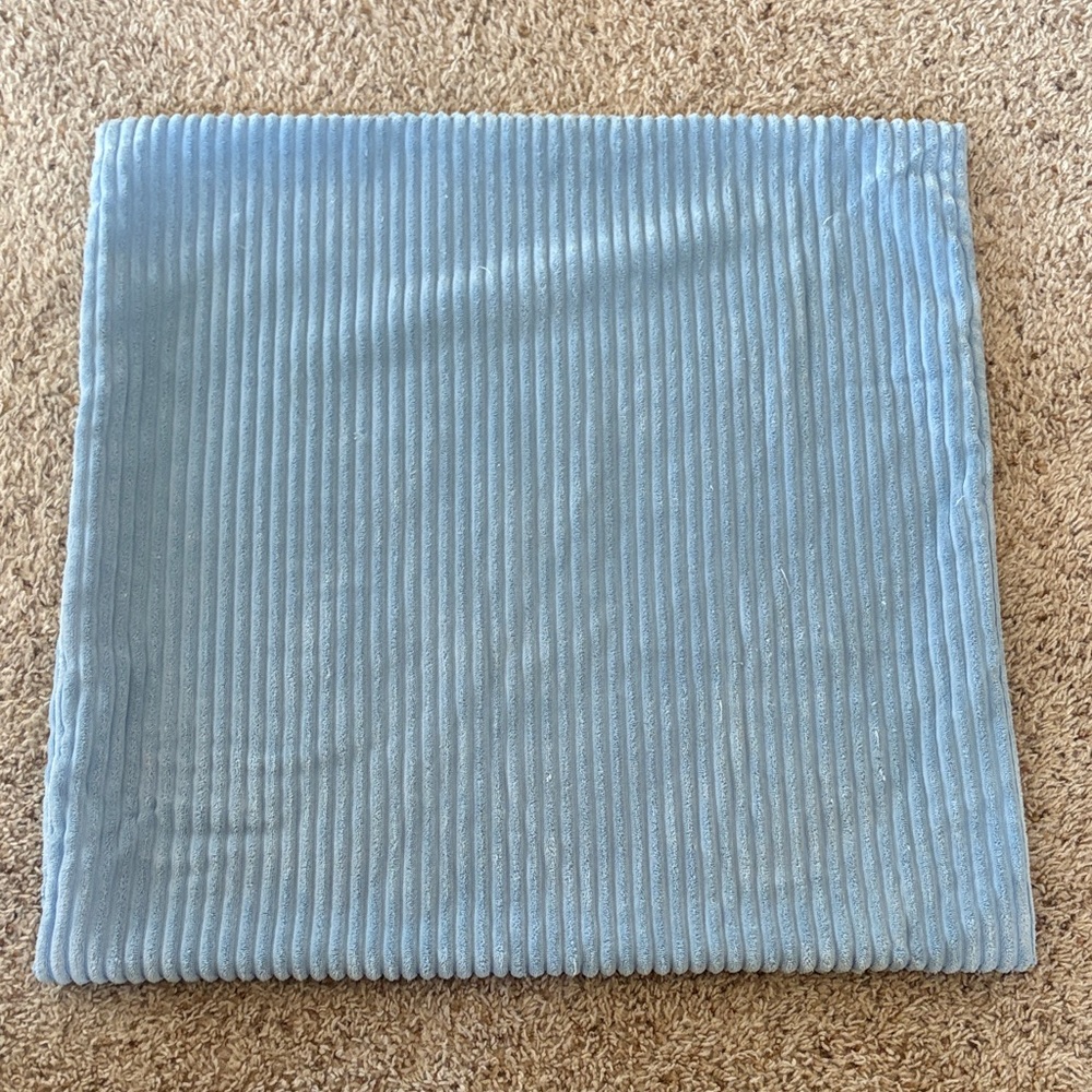Light Blue Ribbed Cushion Cover